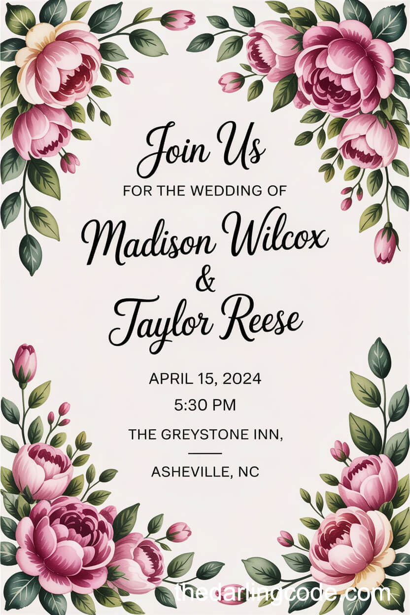 Watercolor-Trimmed Wedding Invitation Suite