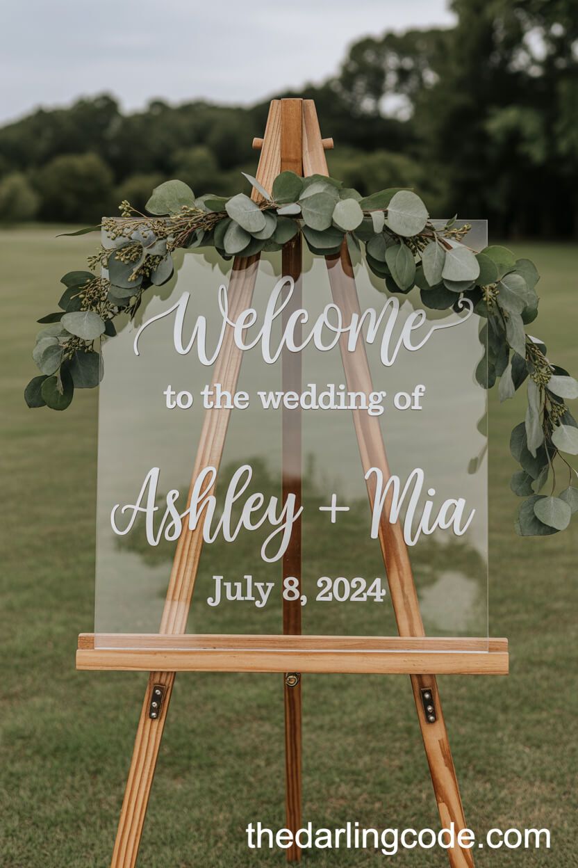 Acrylic Welcome Sign At Outdoor Venue