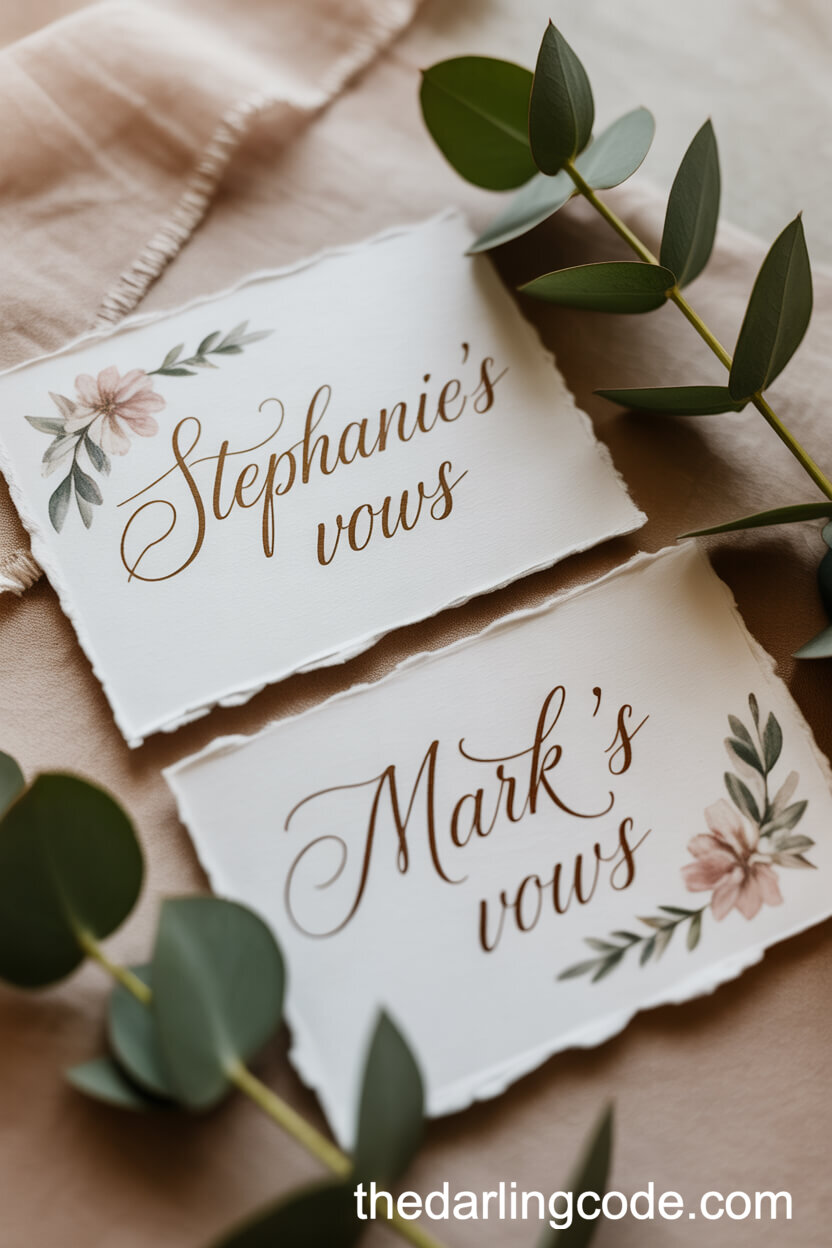 Handwritten Vow Cards With Elegant Details
