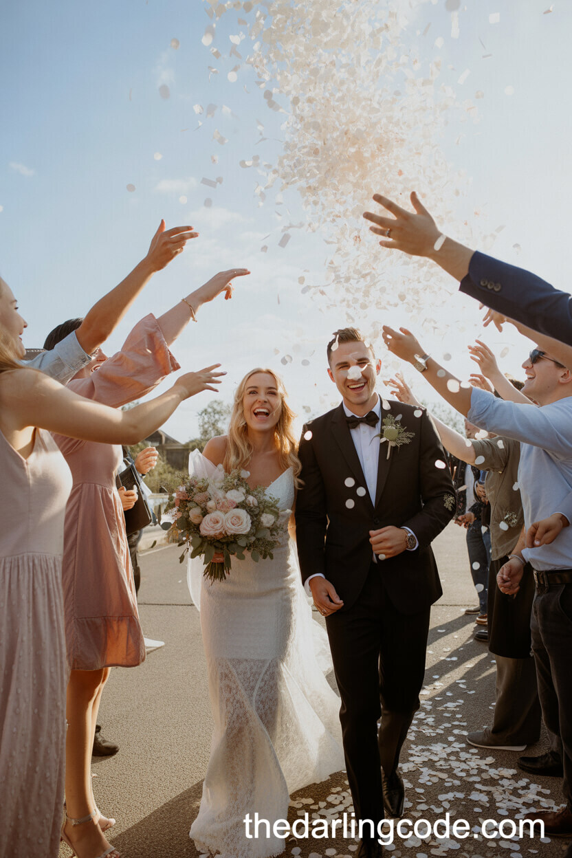 Confetti Toss Exit With Friends And Family