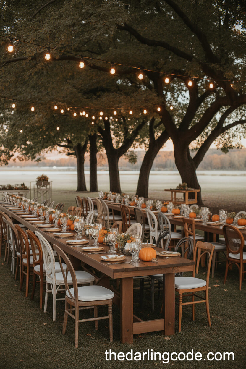Rustic Autumn Dinner Under The Trees