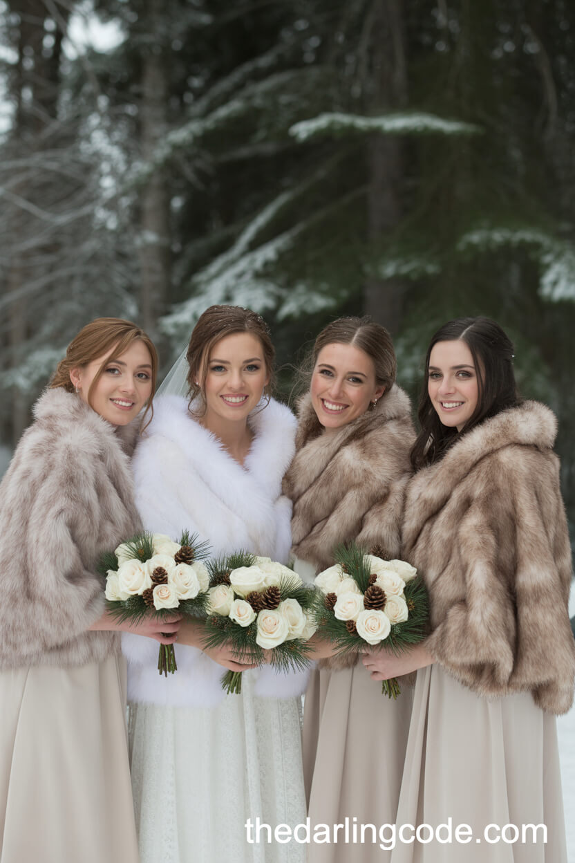 Snowy Winter Wedding With Elegant Fur Wraps