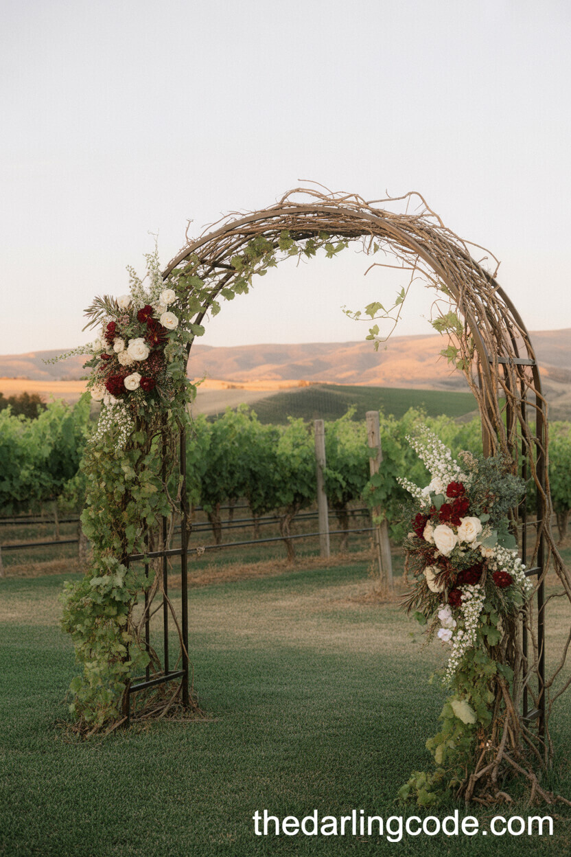 Romantic Grapevine Winery Wedding Arch