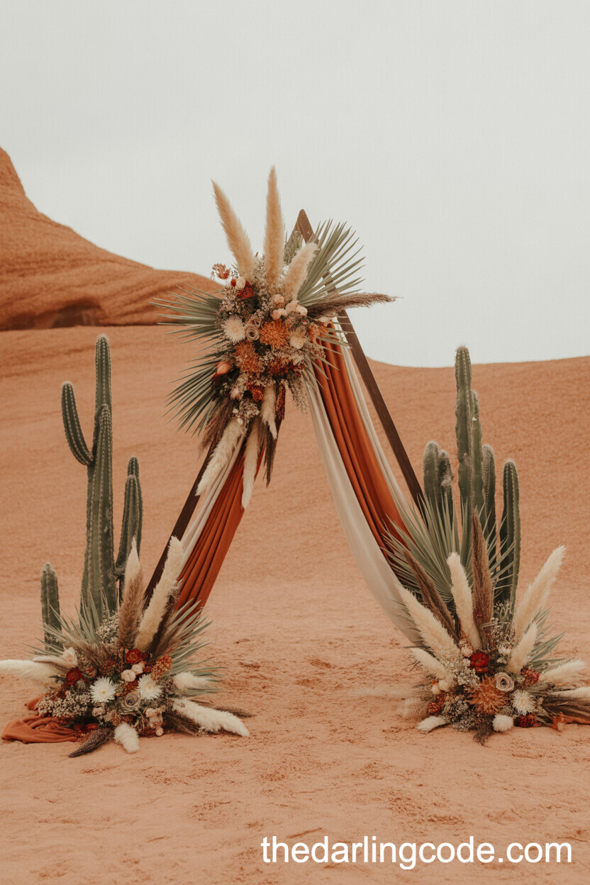 Bohemian Desert-Inspired Triangle Arch