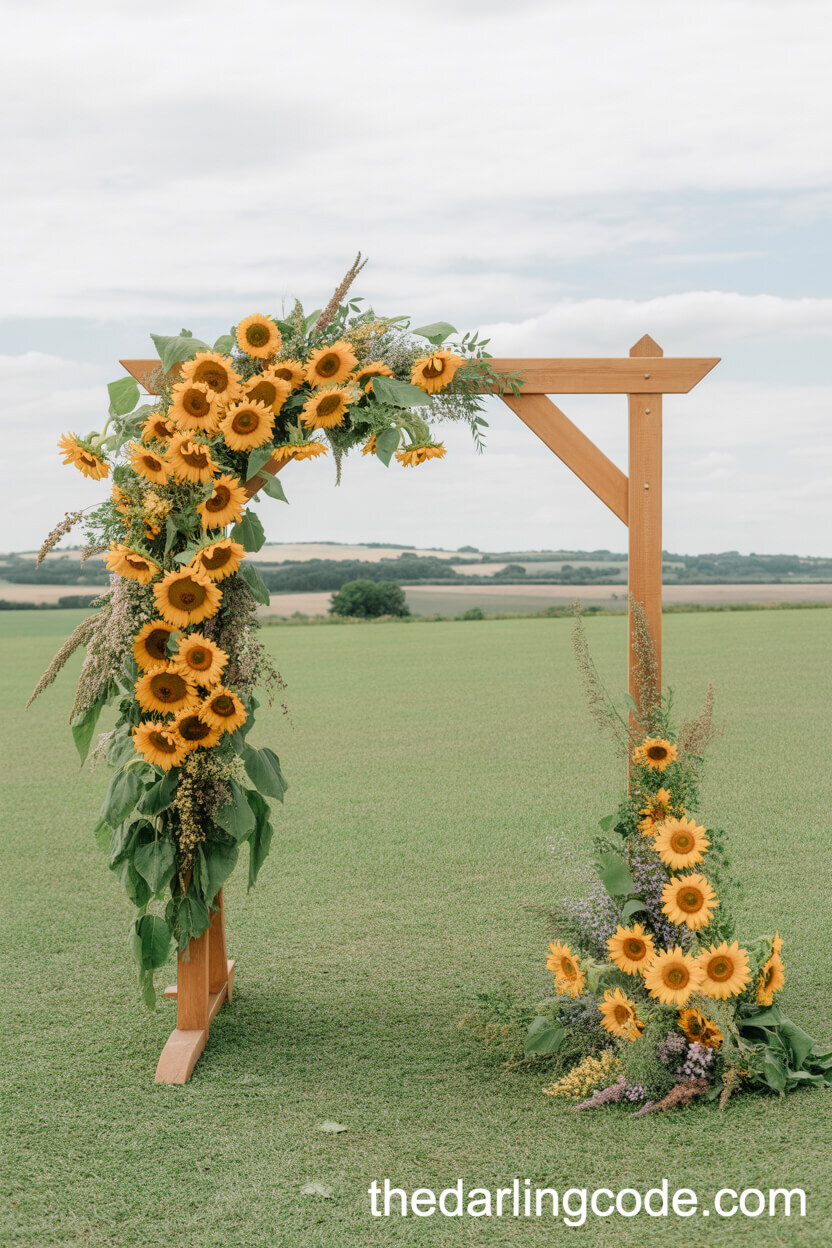 Sunny Sunflower and Wildflower Field Arch