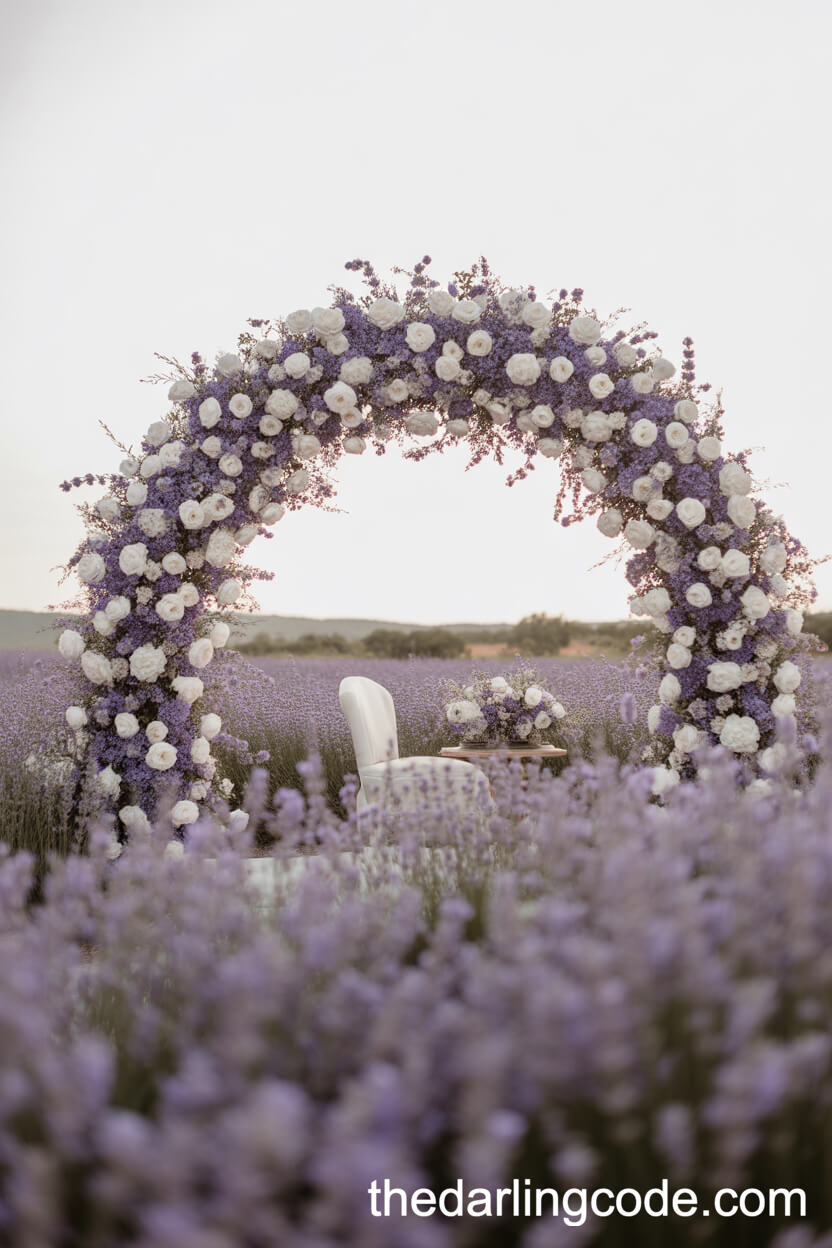 Whimsical Lavender Field Wedding Arch