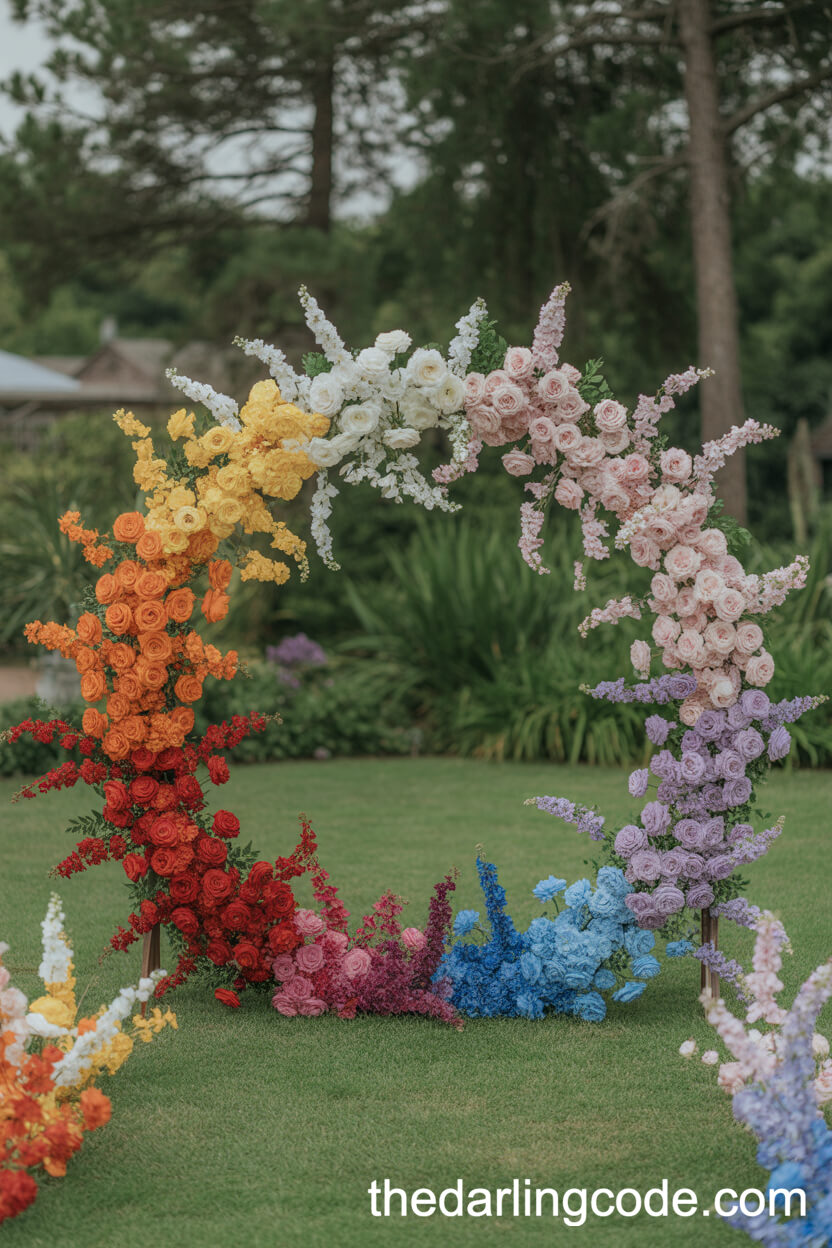 Rainbow Floral Circular Arch for a Joyful Celebration