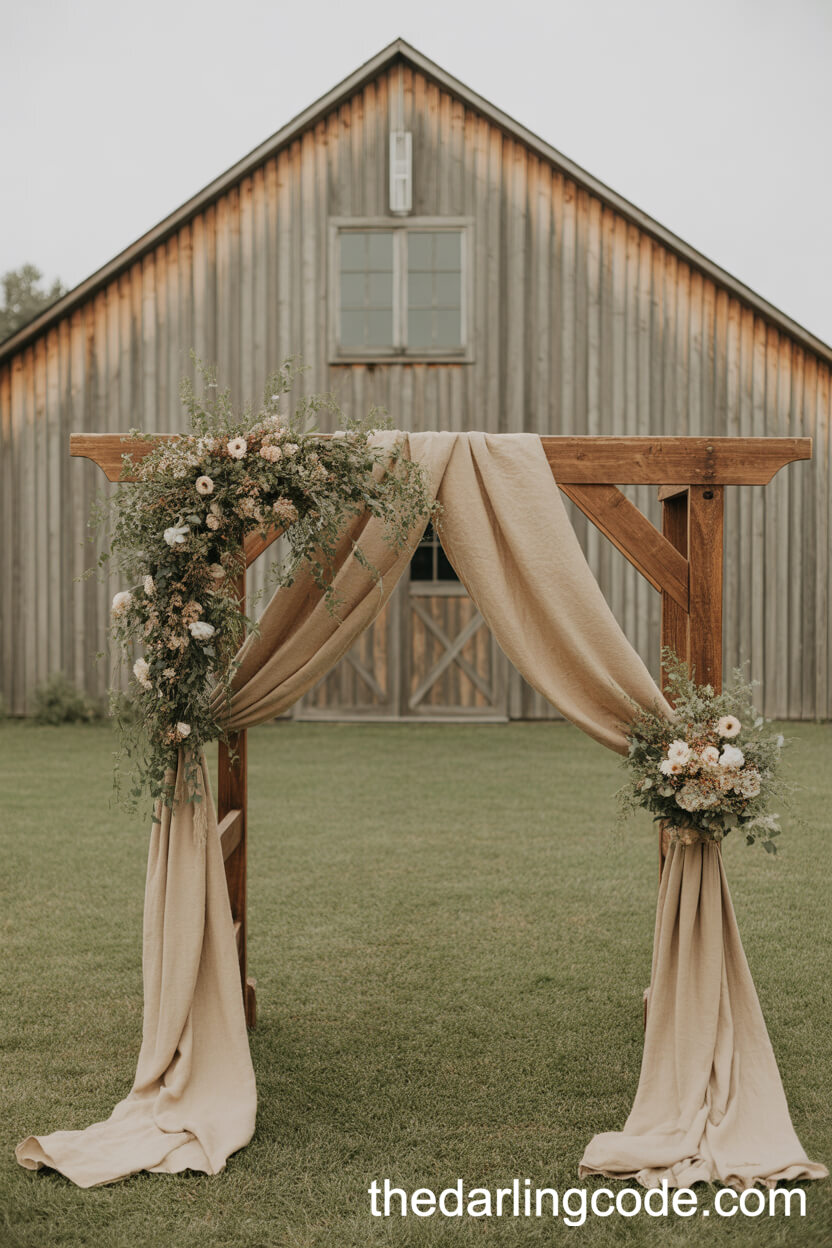 Cozy Reclaimed Wood and Wildflower Barn Arch