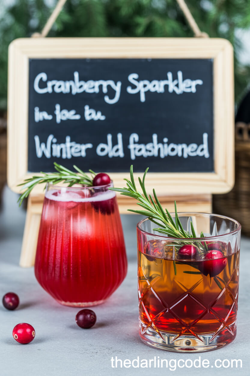 Signature Winter Cocktails: Cranberry & Old Fashioned