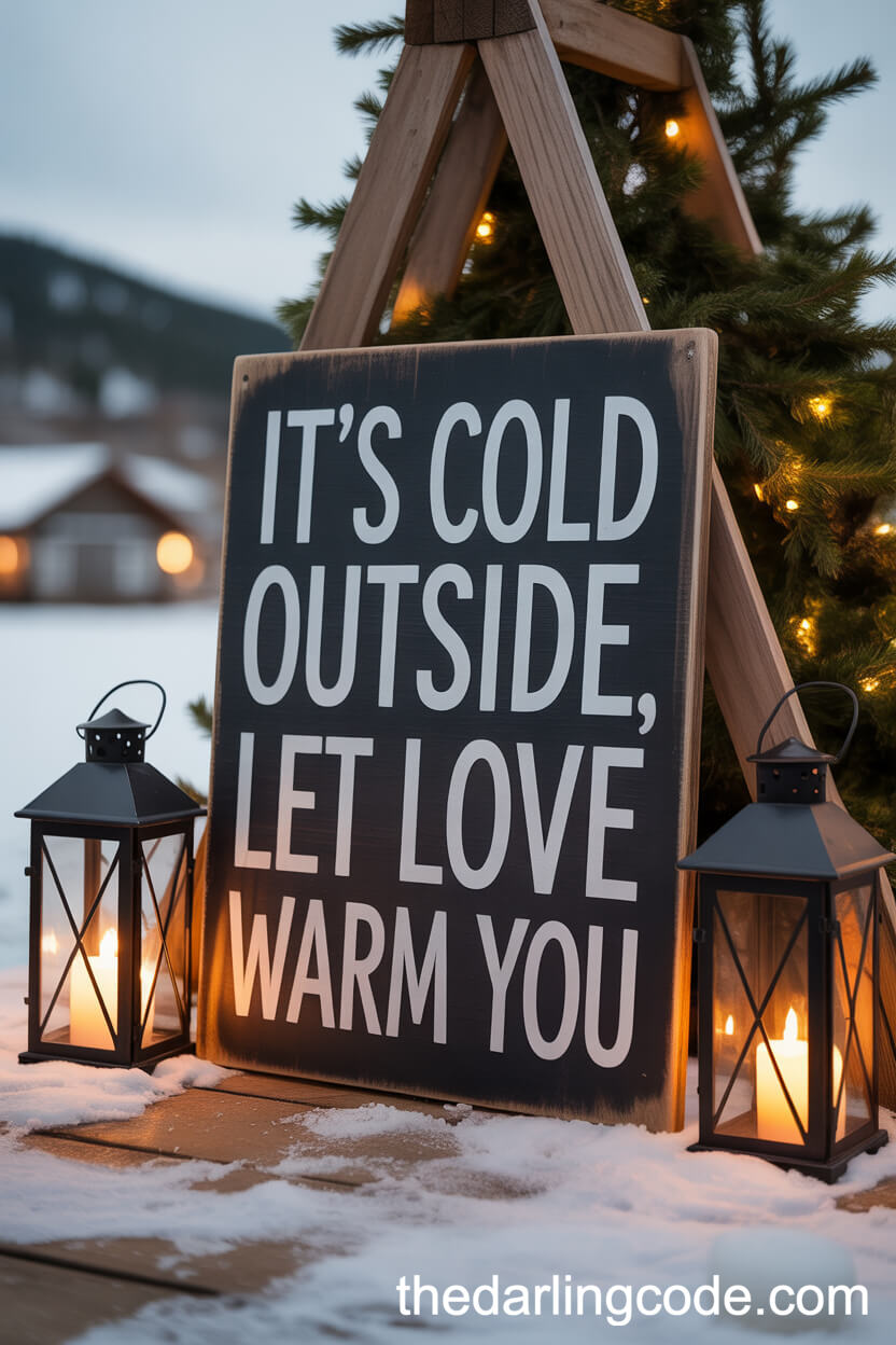 Whimsical “Let Love Warm You” Wooden Sign