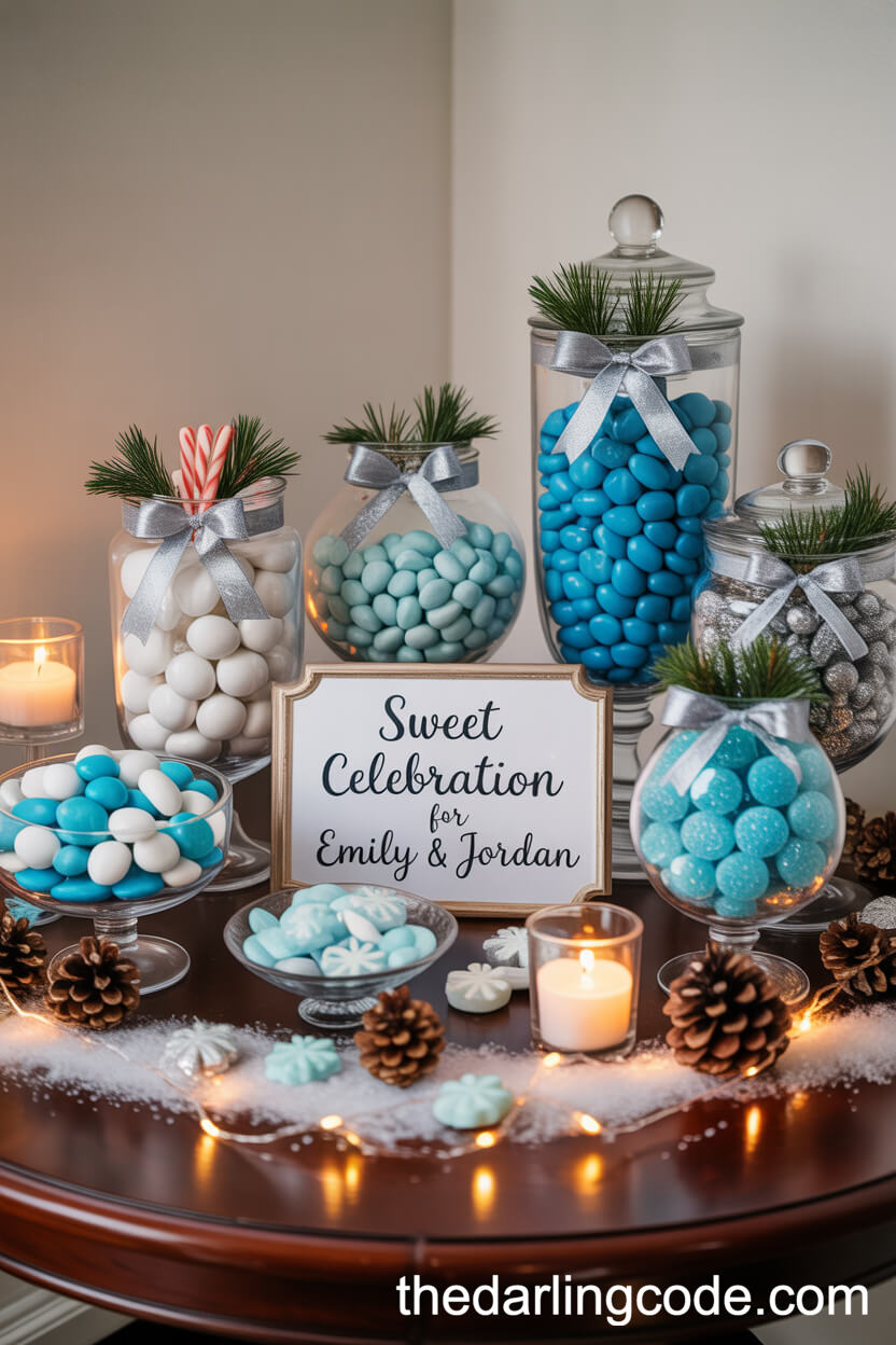 Sparkling Winter Candy Jar Display