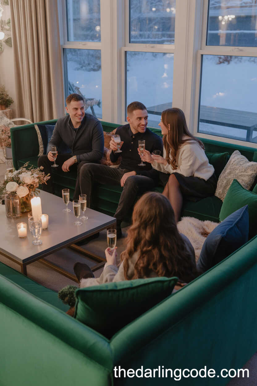 Glamorous Winter Lounge with Velvet Sofas
