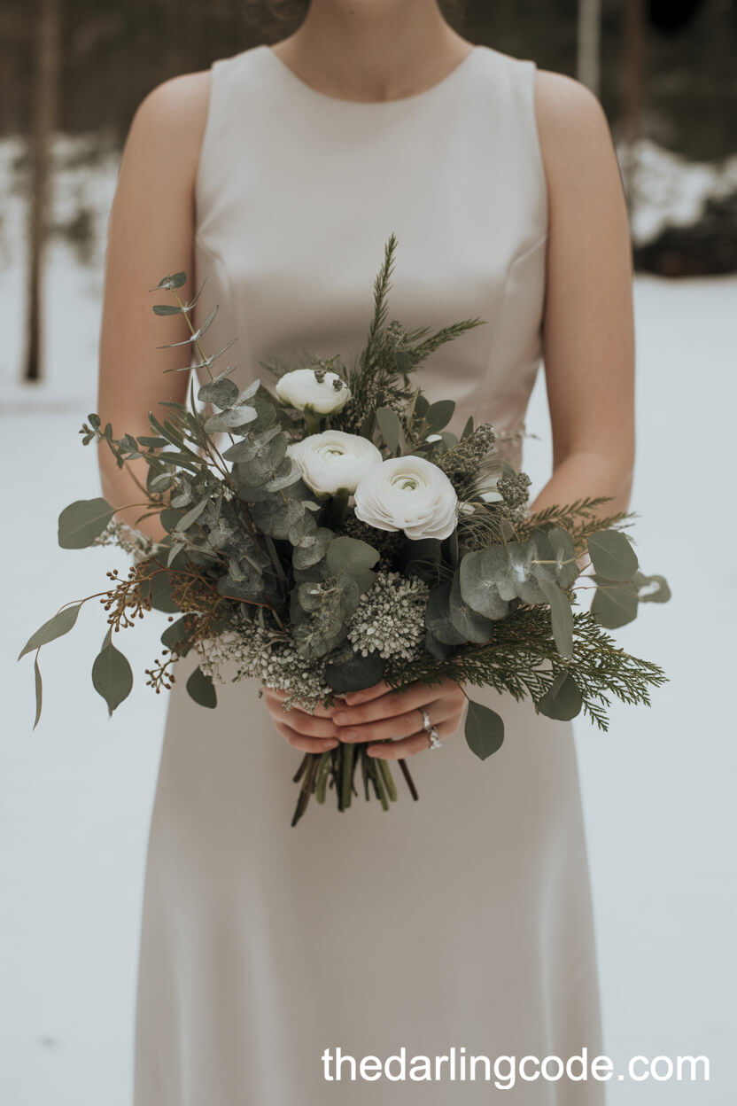 Minimalist Scandinavian Winter Wedding Bouquet