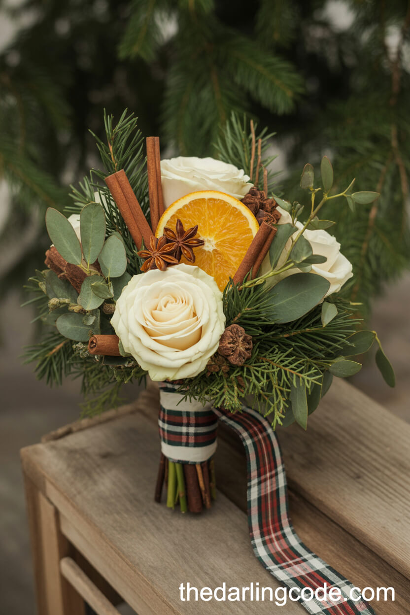 Cozy Winter Bouquet with Cinnamon, Orange, and Evergreen