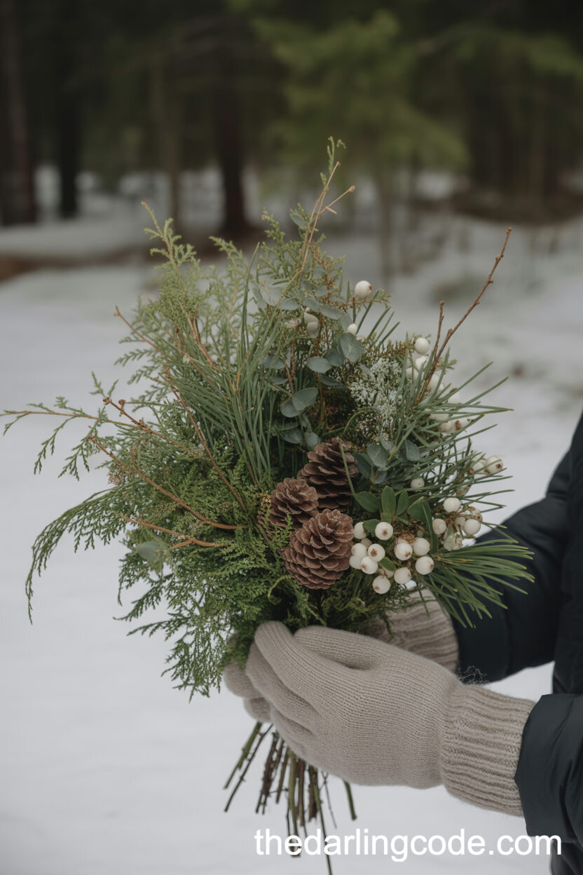 Foraged Fern and Snowberry Bouquet for Woodland Weddings