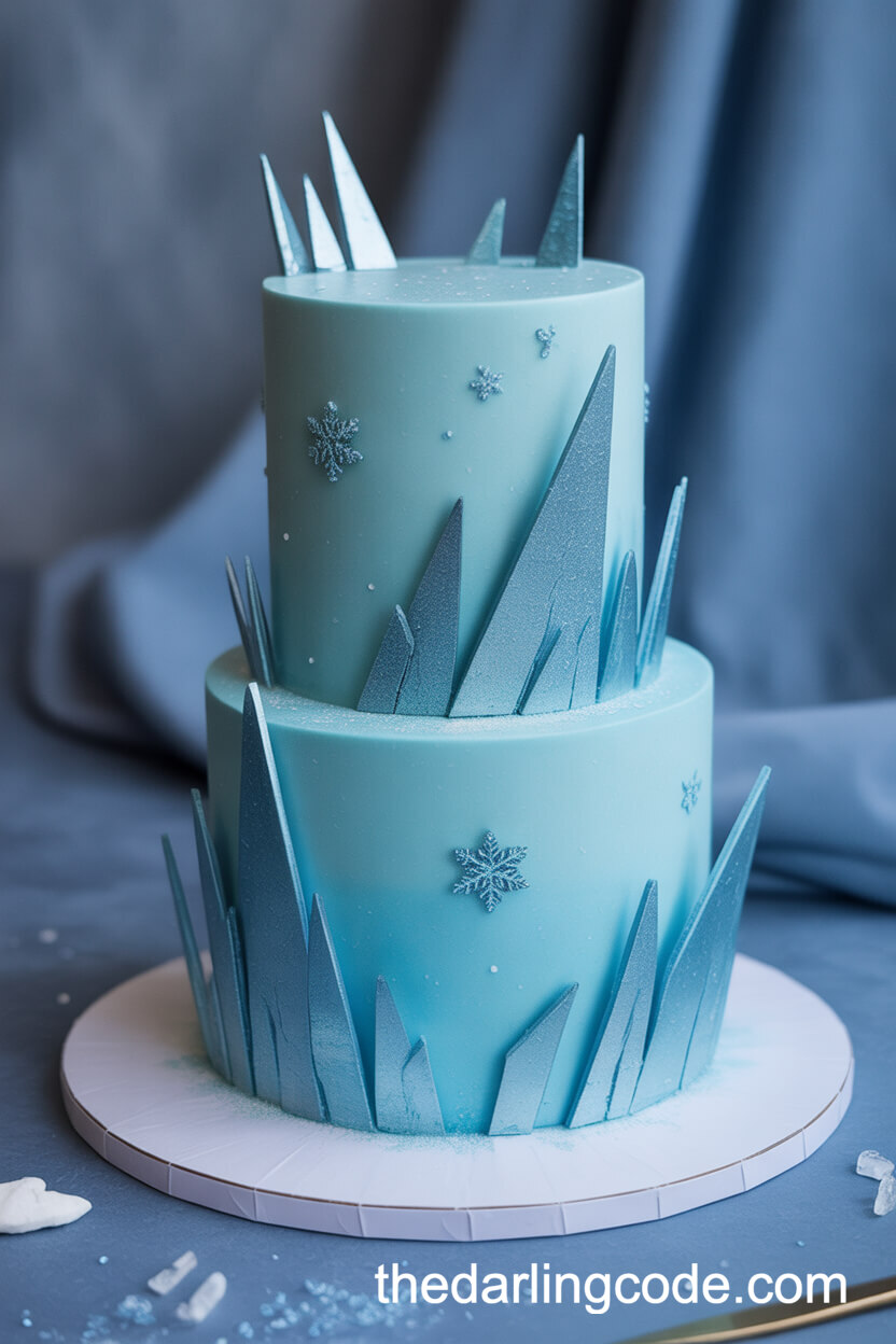 Icy Blue Glitter Cake Inspired by Frozen
