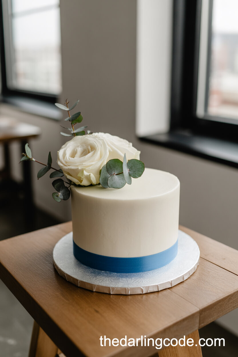 Minimalistic White Fondant Cake with Winter Florals