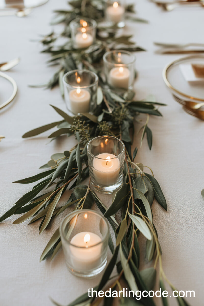 Minimalist Eucalyptus and Olive Branch Wedding Décor