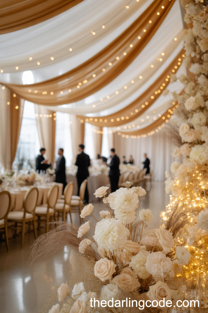 Champagne and Ivory Glamour: Lavish Winter Wedding Hall