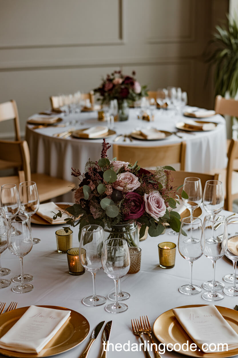 Plum and Dusty Rose: Cozy Round Table Florals