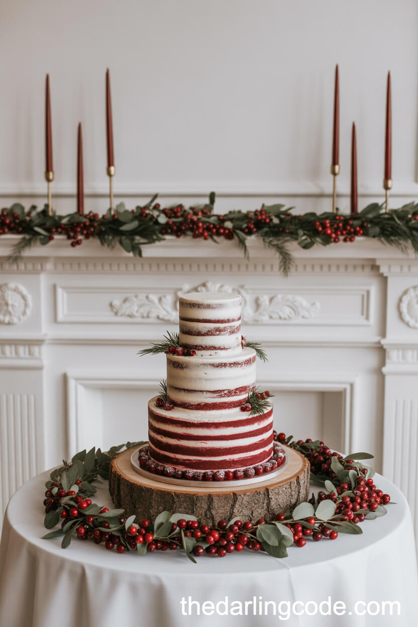 Ruby Red & White: Winter Wedding Cake Table Styling