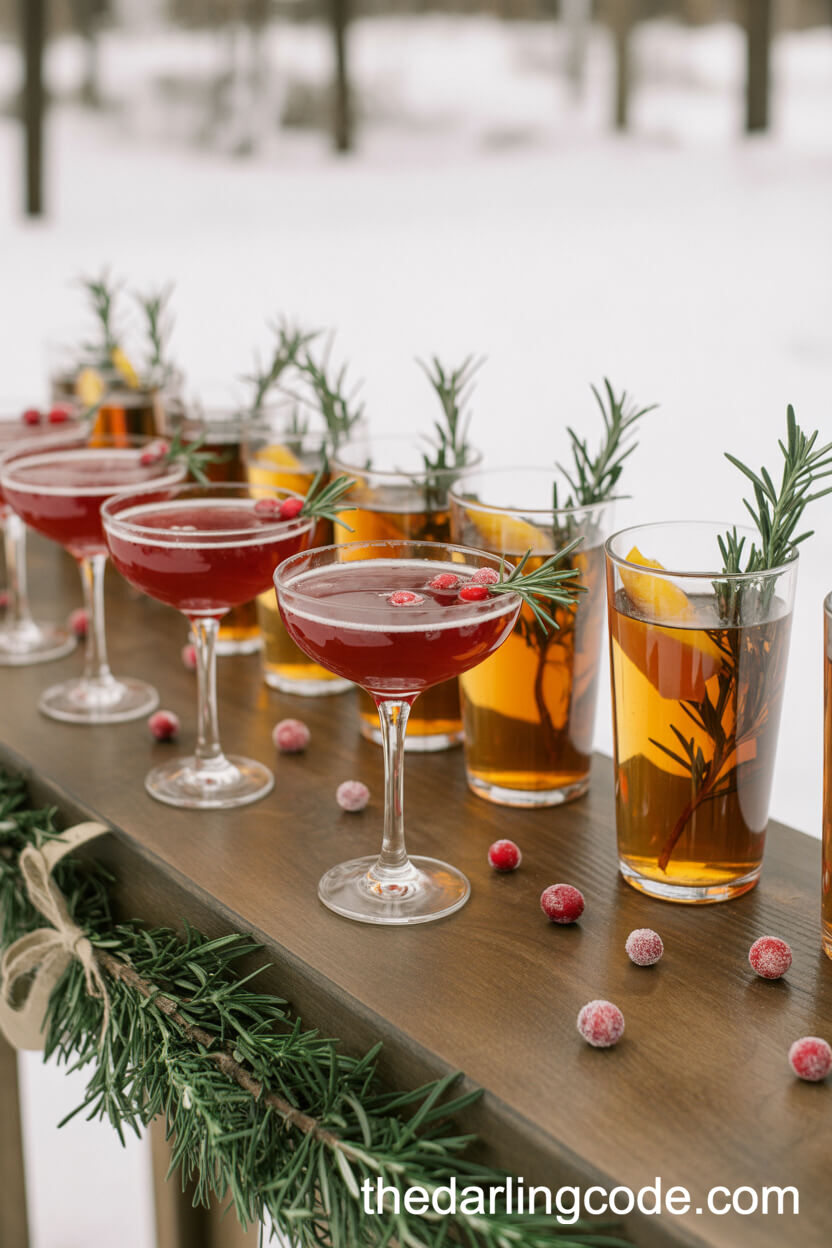 Signature Winter Cocktails at the Wedding Bar