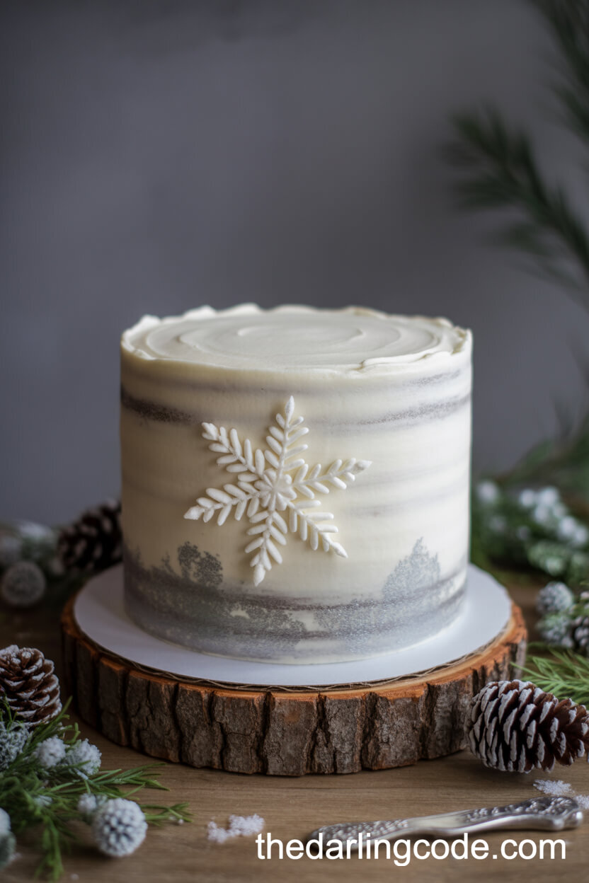 Winter-Inspired Wedding Cake with Snowflake Decor