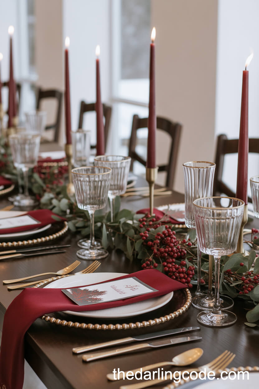 Cozy Winter Luxury with Burgundy and Gold Accents