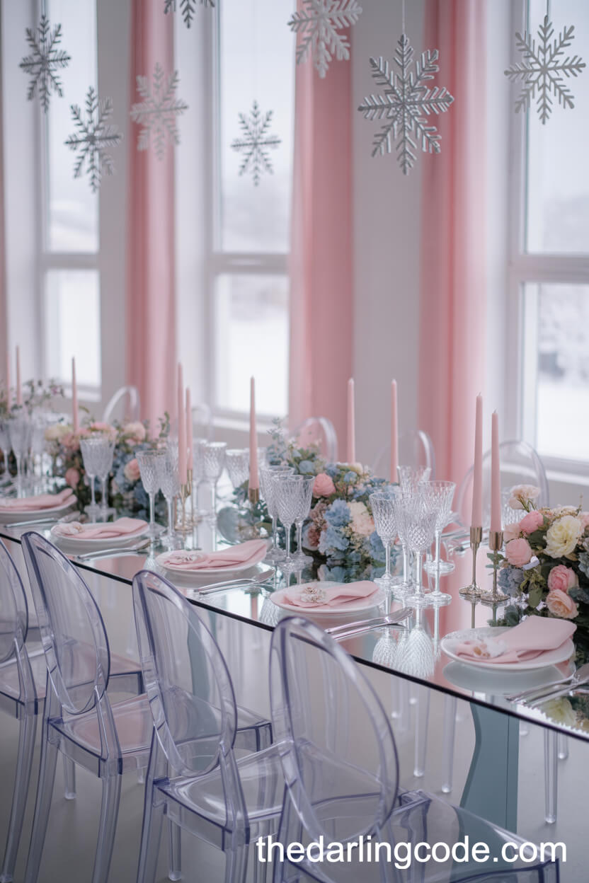 Dreamy Pastel Tablescape with Frosted Accents