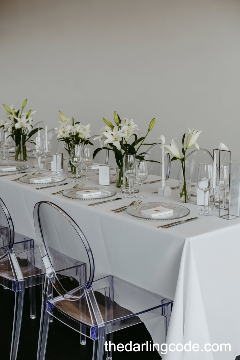 Minimalist White and Acrylic Modern Table Setting