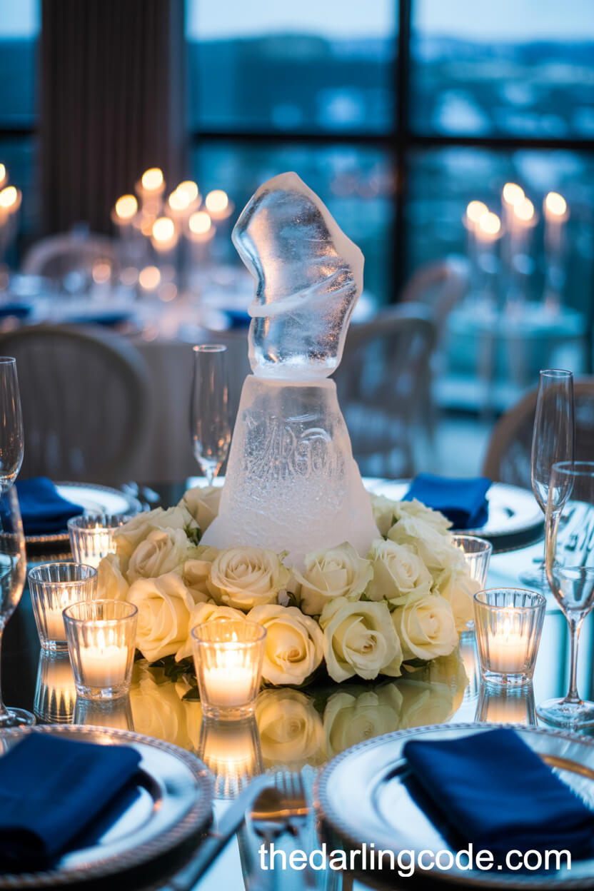 Luxurious Ice Sculpture and Candlelit Romance