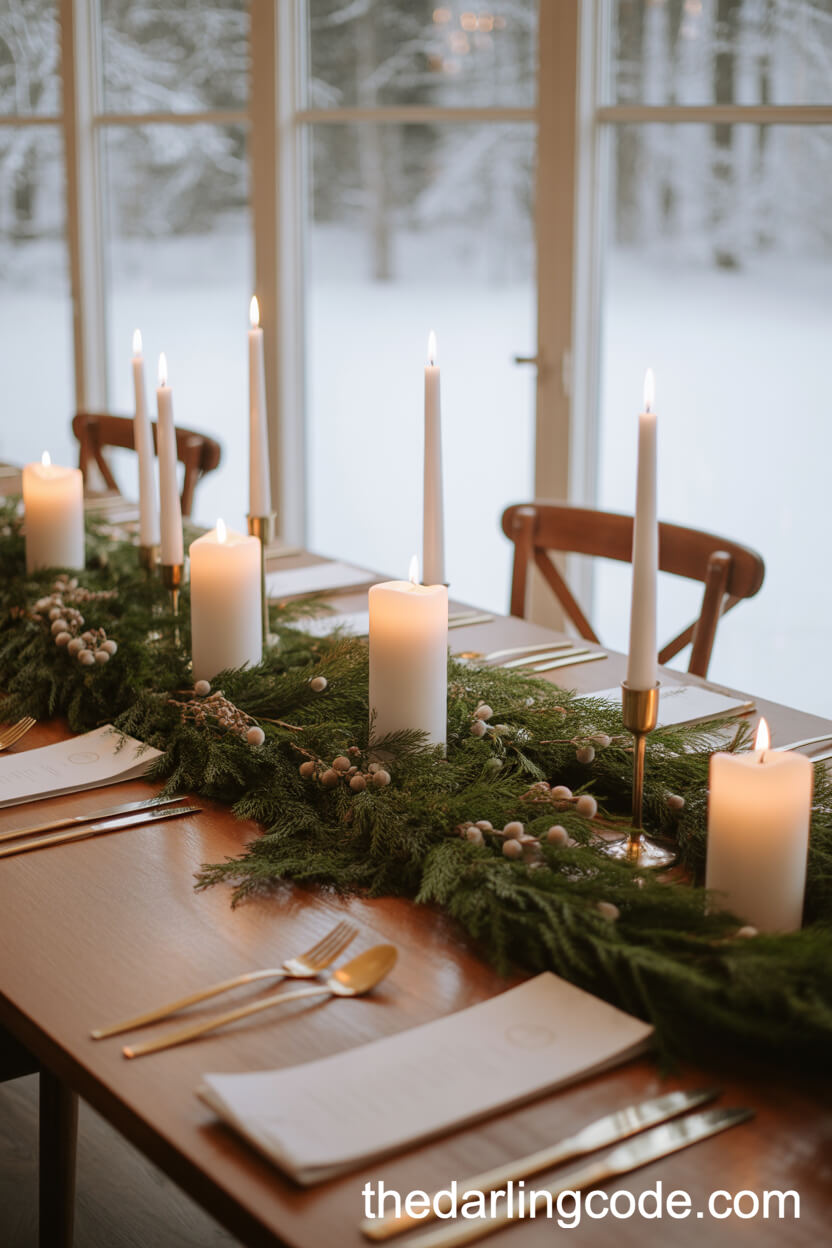 Romantic Pine Garlands and Candlelit Tablescapes