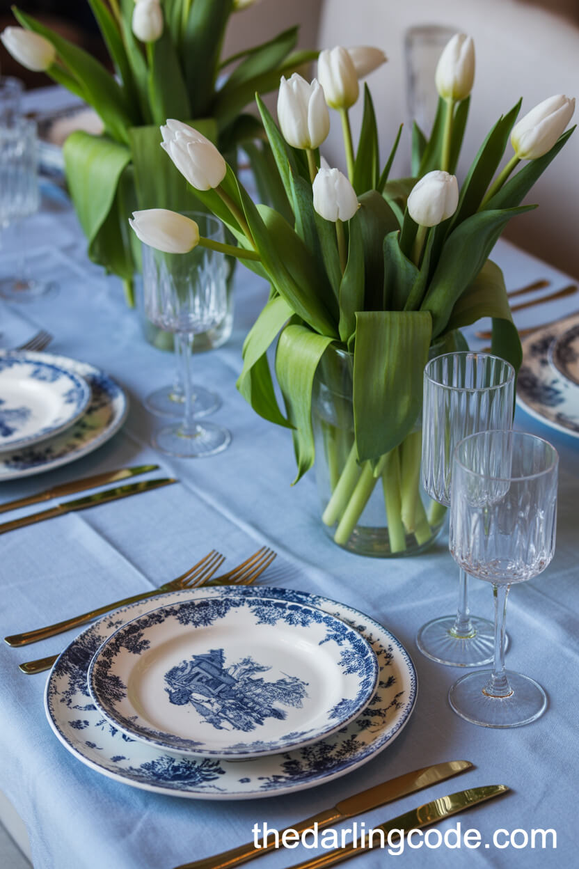 Timeless Blue and White Winter Porcelain Table
