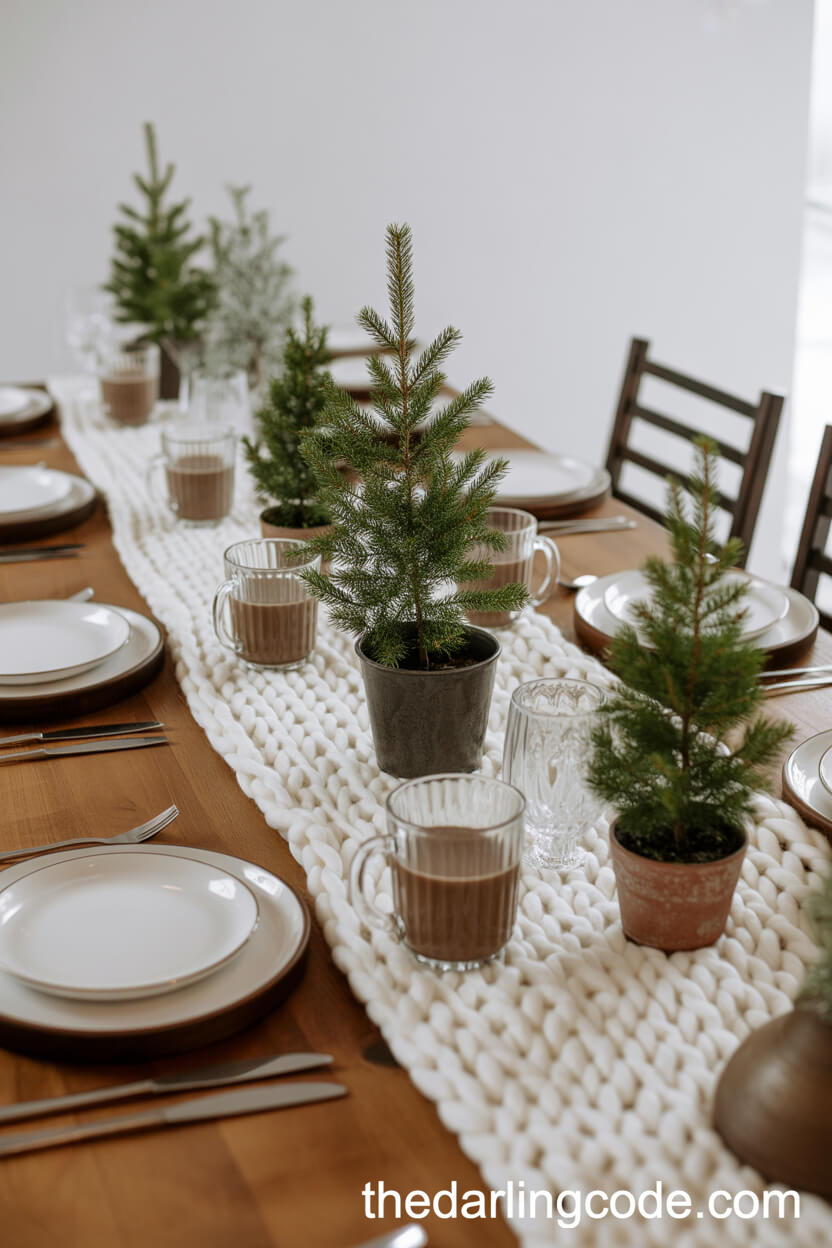Soft Knits and Mini Pine Trees for Inviting Warmth