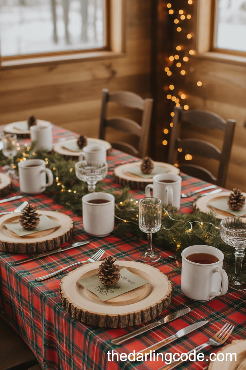 Cabin Plaid and Pinecones for a Festive Setting