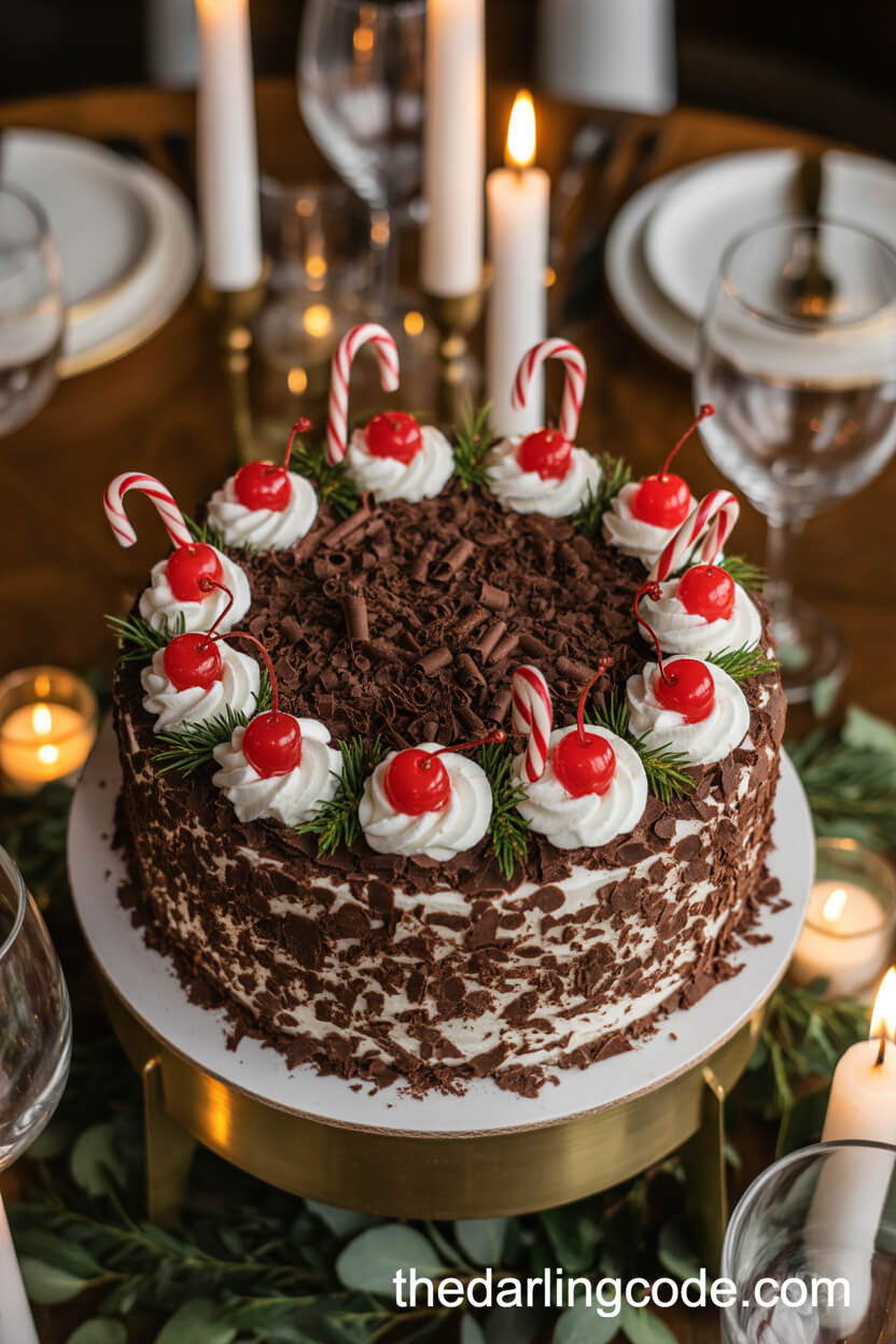 Black Forest Wedding Cake with Candy Canes