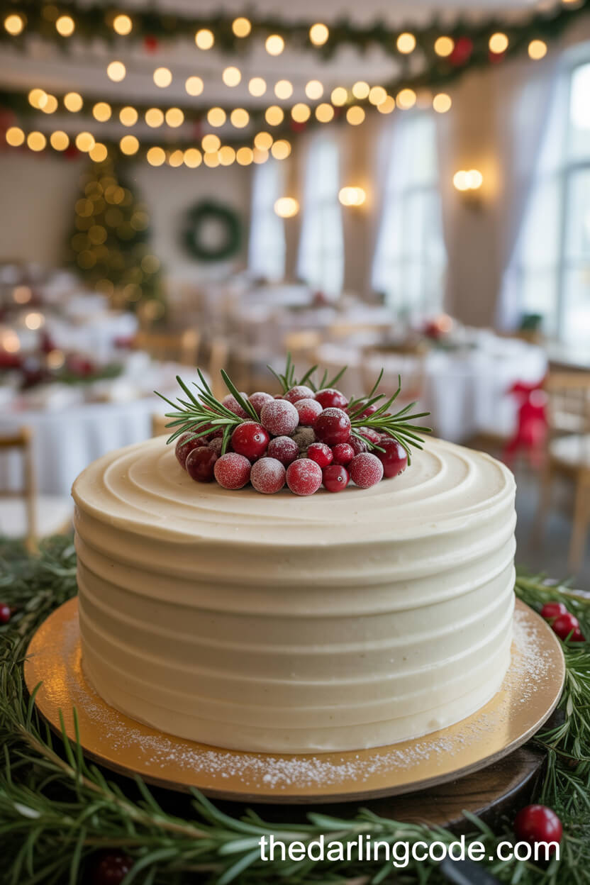 Red Velvet Christmas Wedding Cake with Sugared Cranberries
