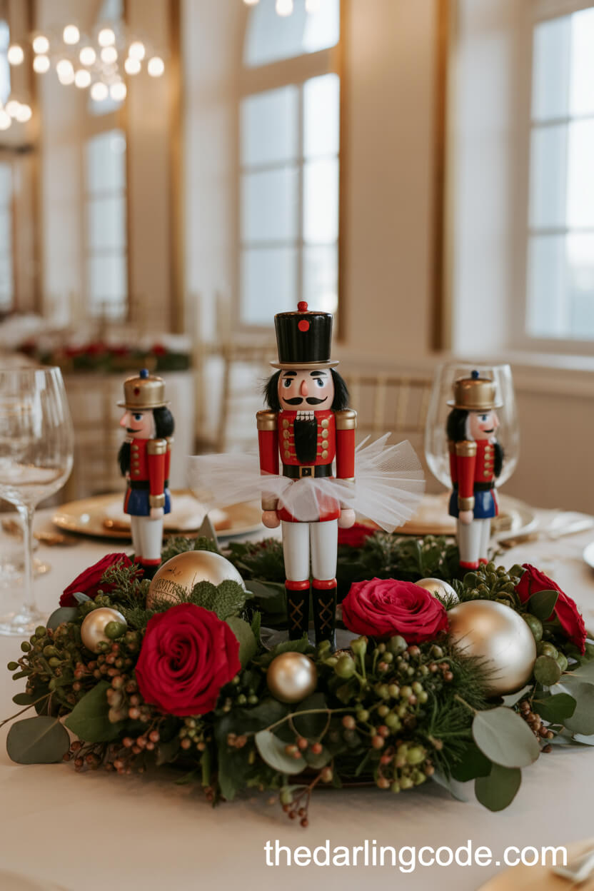 Nutcracker Inspired Centerpiece with Ornaments and Tulle