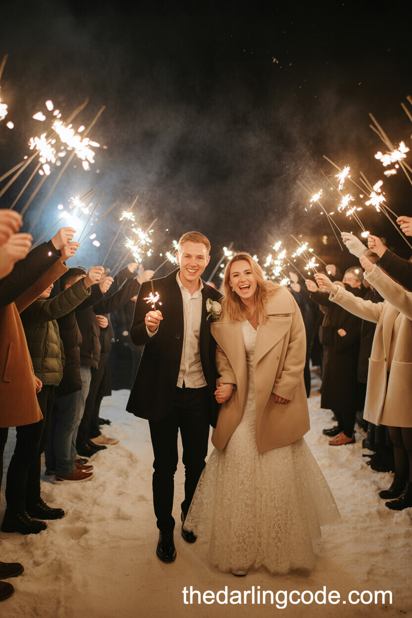 Sparkler Send-Off Under Winter Night Skies