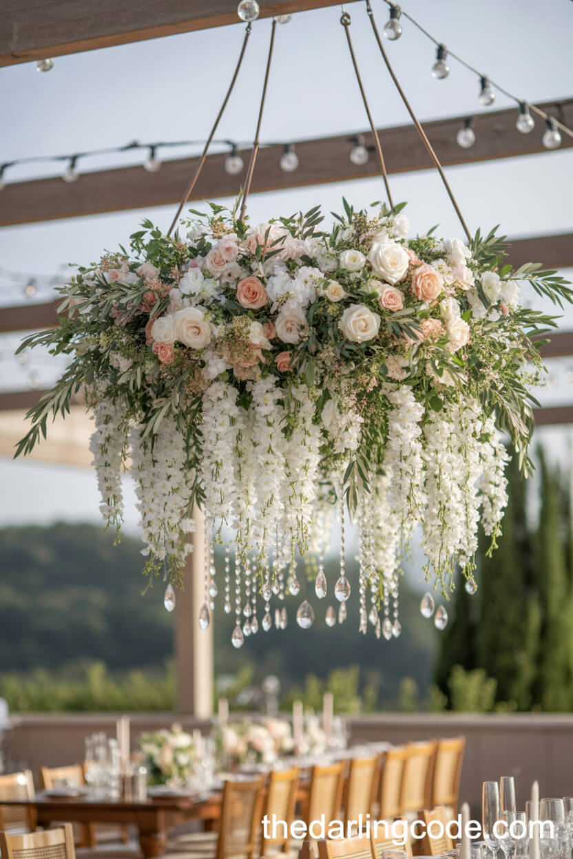 Hanging Floral Chandelier Installation