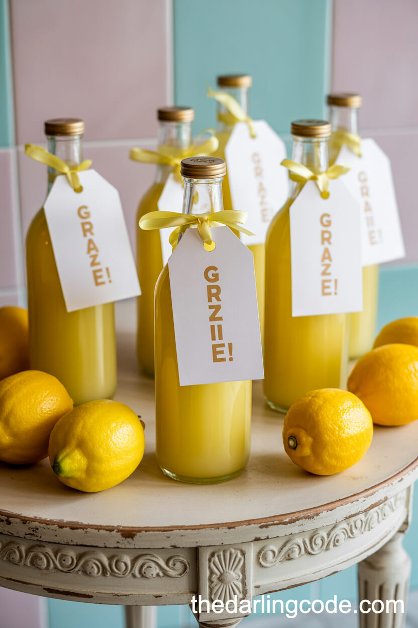 Limoncello Wedding Favors Display
