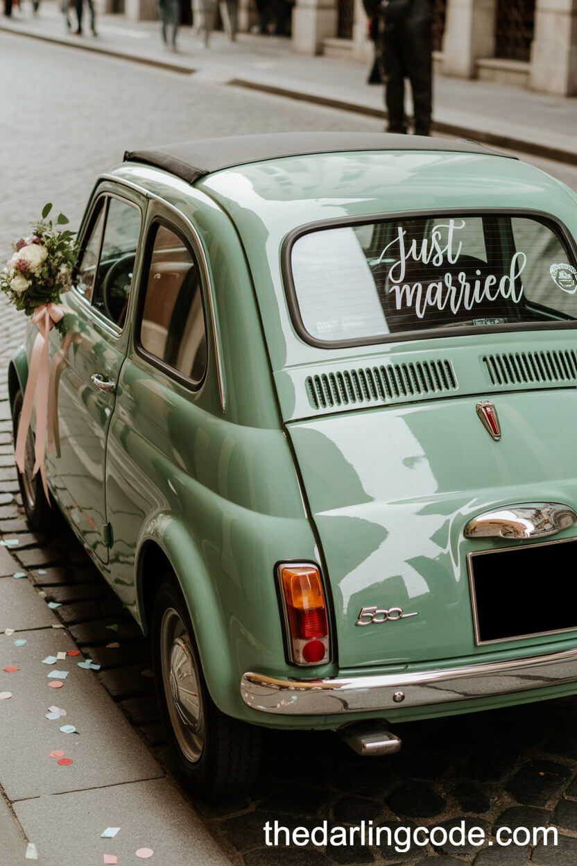 Vintage Fiat 500 Wedding Getaway Car
