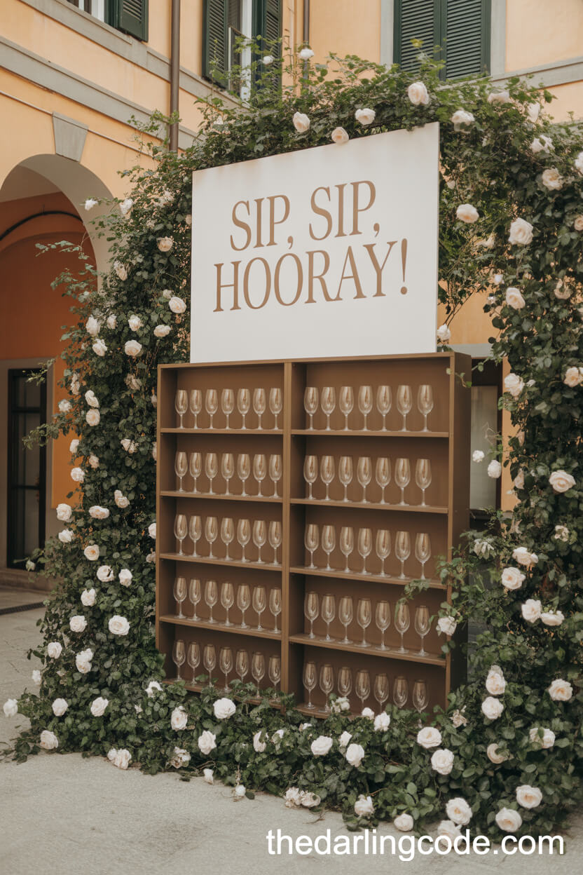 Outdoor Prosecco Wall In An Italian Courtyard
