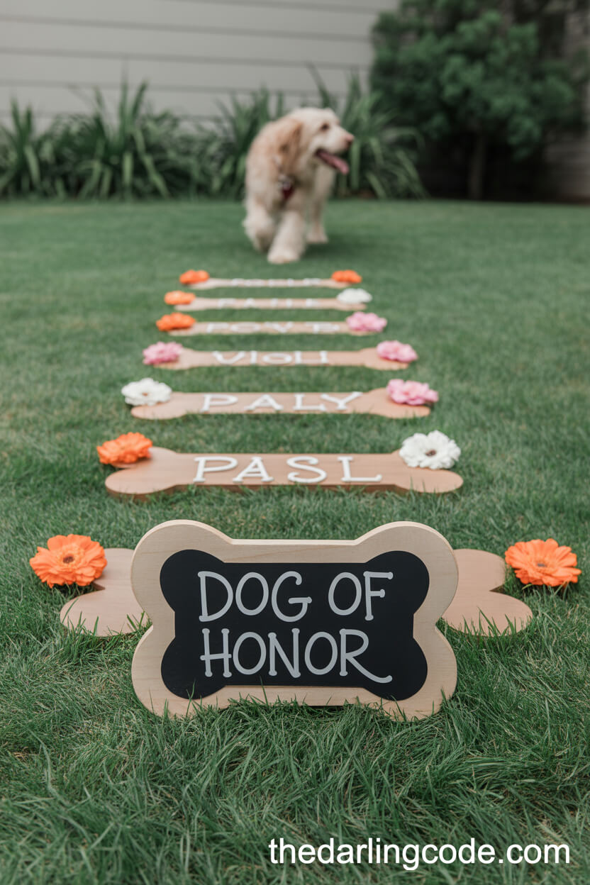 Pet-Friendly Wedding Aisle With Dog Of Honor Decor