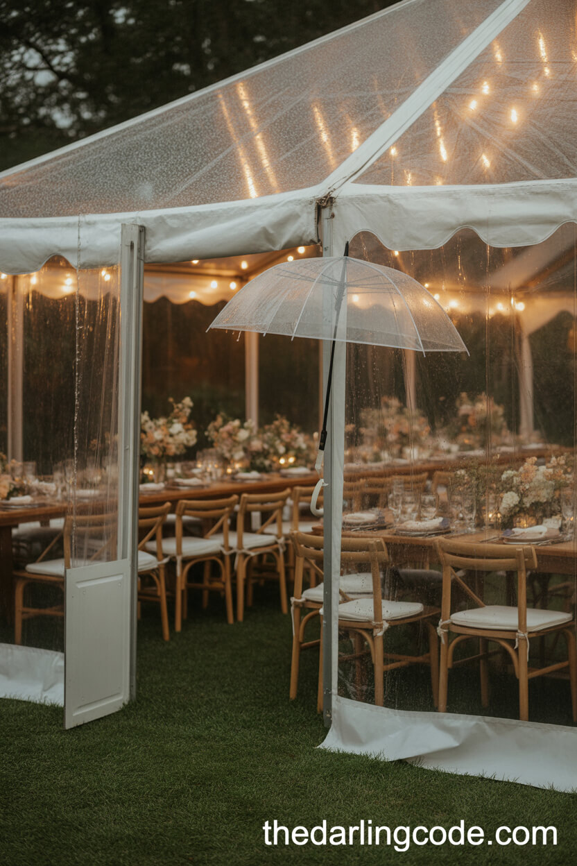 Rainy Day Backyard Wedding Under A Cozy Clear Tent