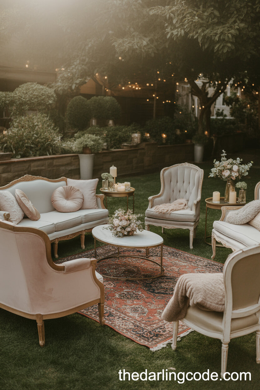 Vintage-Inspired Lounge Area With Plush Sofas And Soft Lighting