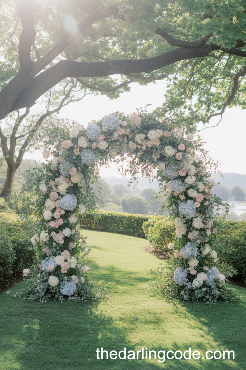 Lush Floral Archway With Pastel Blooms