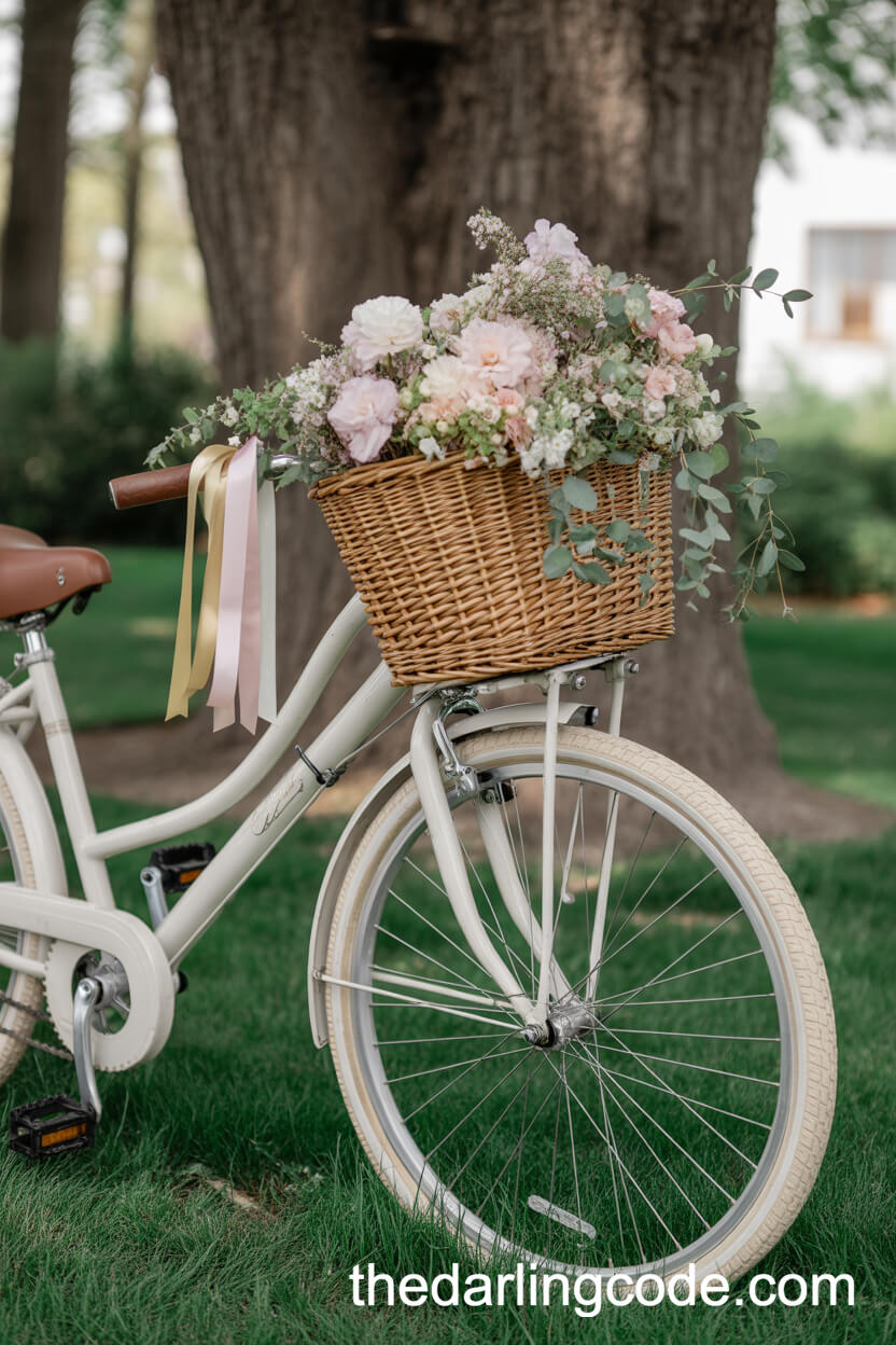 Flower-Adorned Vintage Bicycle Decoration