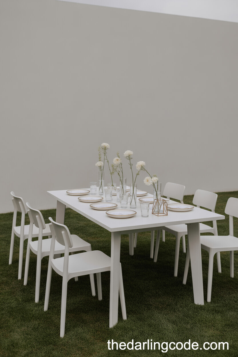 Minimalist Modern White Table Setting