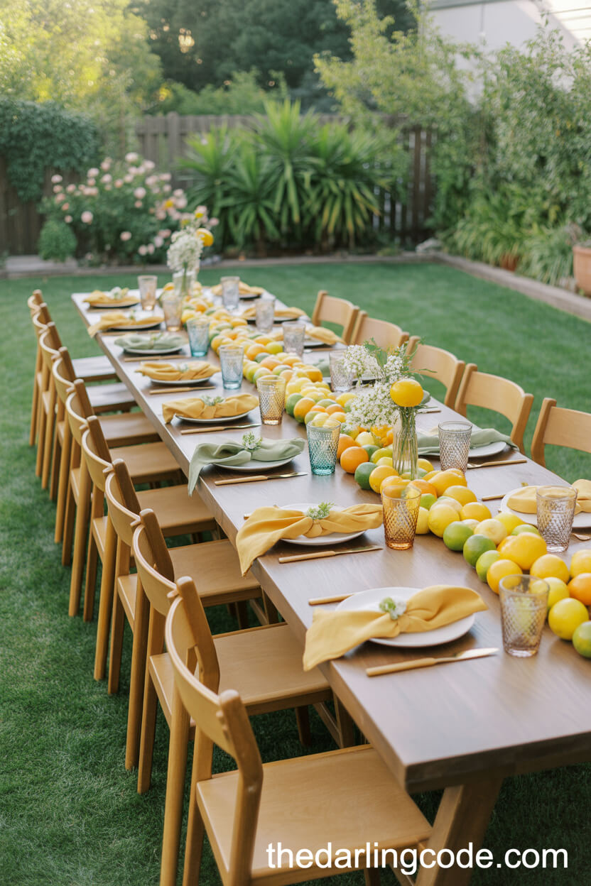 Summery Citrus Runner Banquet Table